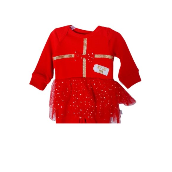 #KI-3 Infants Red Christmas Gift Designed Onesie with TuTu - Picture 3 of 7